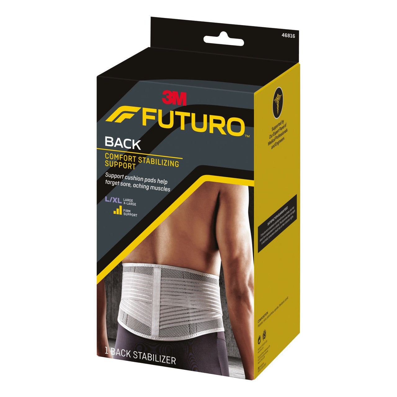 Futuro Back Comfort Stabilizing Support brace in large/extra-large size for back pain relief and support.