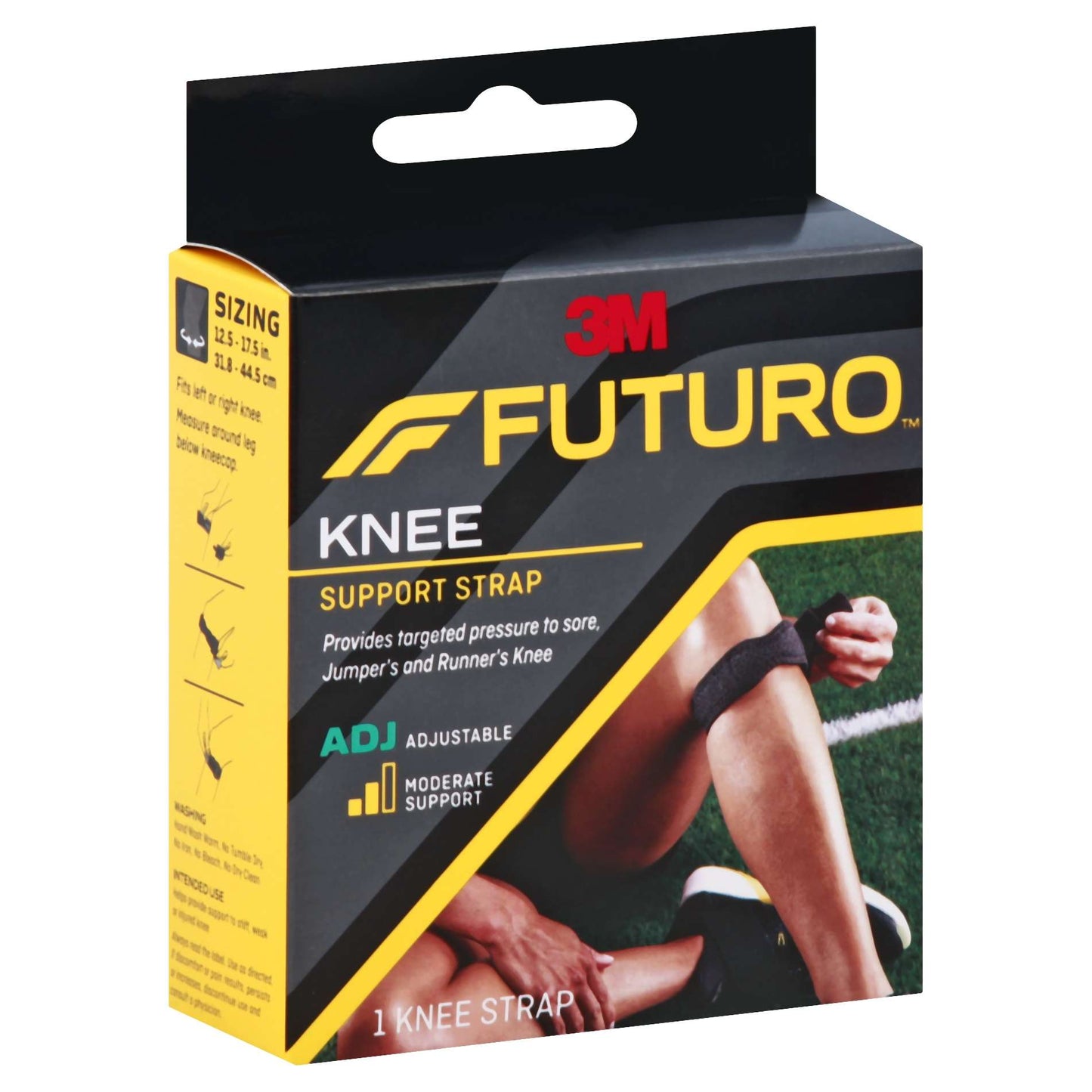 Futuro Sport adjustable knee strap providing moderate support, designed for support and stability during physical activity.