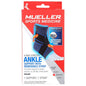 Mueller FIR 4-Way Stretch Ankle Support with Straps, size SM/MD, providing compression and stability for ankle injuries.