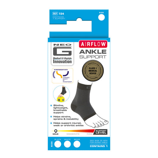 Neo G Airflow Ankle Support Brace in small size, supportive brace designed to stabilize and protect the ankle.