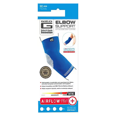 Neo G Airflow Elbow Support in medium size, a supportive brace designed for elbow pain relief and stability.