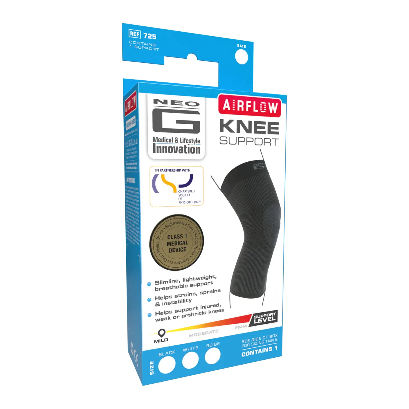 Neo G Airflow Knee Support in small size, a supportive brace designed for knee stabilization and comfort.