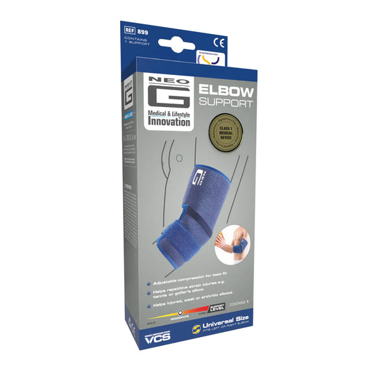 Neo G elbow support brace with adjustable compression, featuring a snug fit and breathable material for elbow pain relief.