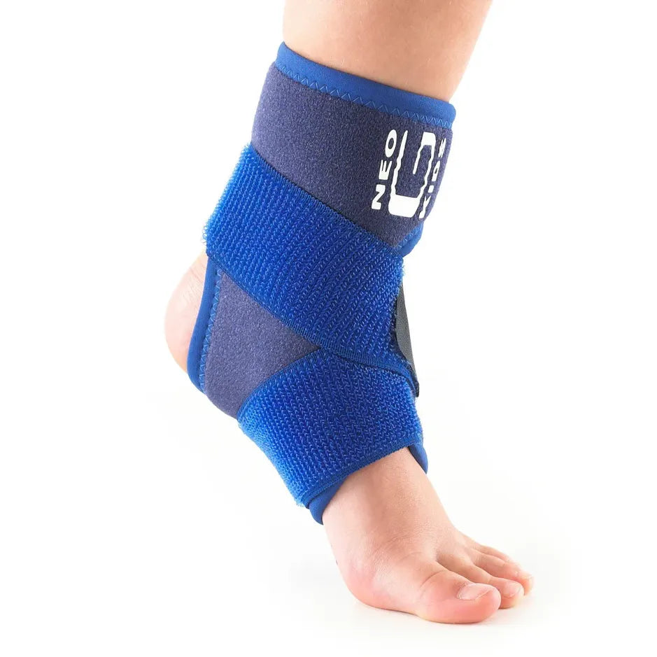 Neo G Kids' ankle support brace with figure-8 strap, designed for children to provide ankle stability and compression.