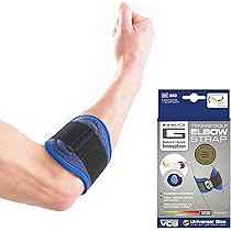 Neo G tennis and golf elbow support strap by Pasteur Pharmacy, adjustable one-size-fits-all brace for elbow pain relief.