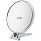Silver Janeke table mirror with 3x magnification, 13 cm diameter, reflecting a sleek, modern design for makeup or grooming.