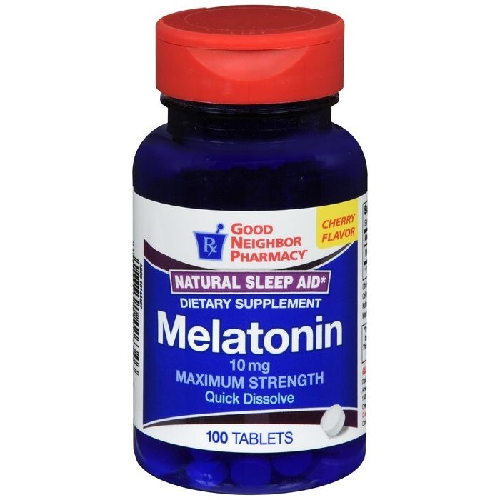 Gnp Melatonin QC tablet computer from Pasteur Pharmacy, close-up view of the packaging with product name visible