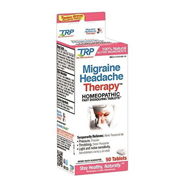 Pasteur Pharmacy TRP Company migraine headache therapy tablets in a blister pack, designed for migraine relief.