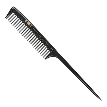 Kent Tail Comb 210mm, pastel blue plastic tail comb with fine and wide teeth for styling and sectioning hair.