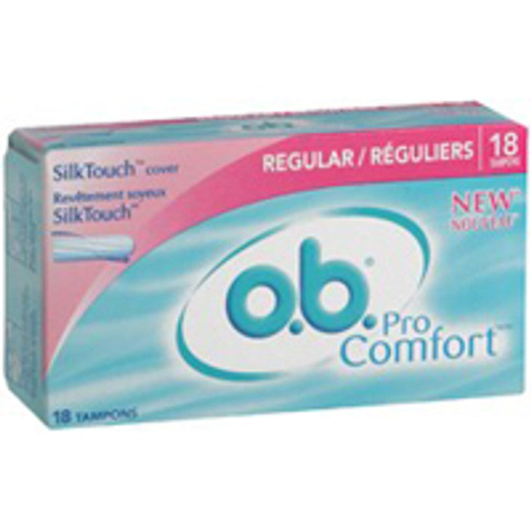 O.b. Pro Comfort Regular Tampons by Pasteur Pharmacy, showing a pack of discreet, comfortable tampons designed for everyday use.