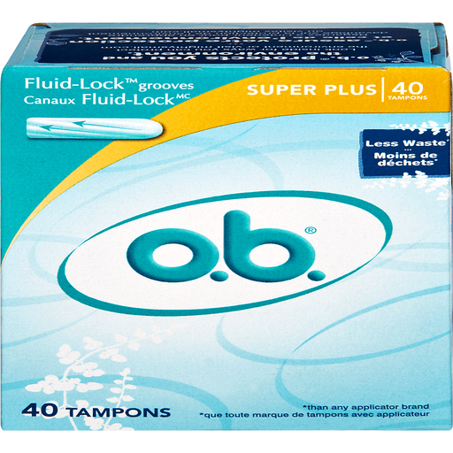 O.b. Tampons Super Plus Absorbency by Pasteur Pharmacy, showing a pack of high-absorbency tampons for women.