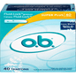 O.b. Tampons Super Plus Absorbency by Pasteur Pharmacy, showing a pack of high-absorbency tampons for women.