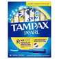 Tampax Pearl tampons with plastic applicator and regular absorbency, designed for comfortable, discreet feminine protection.