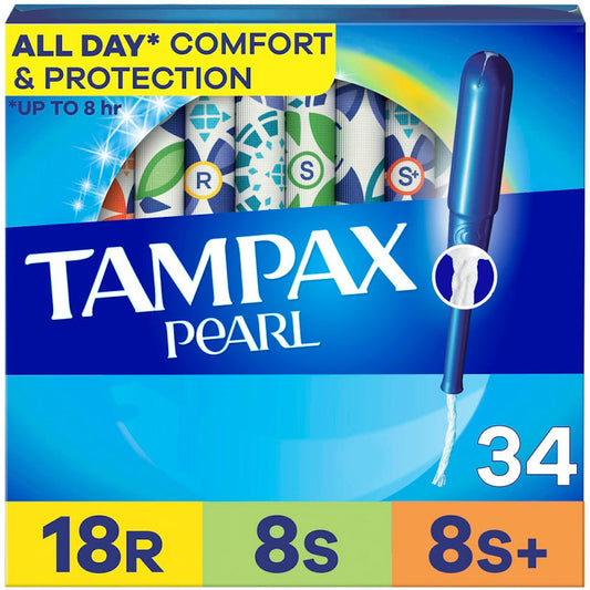 Tampax Pearl Tampons in regular, super, and super plus absorbency with LeakGuard Braid, unscented, triple pack from Pasteur Pharmacy