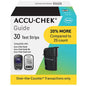 Accu-Chek Guide Test Strips by Pasteur Pharmacy, 30 count, used for blood glucose testing, shown in a box with strips ready for use.