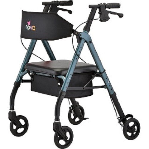 Nova Star 6 Wide Black Adjustable Rollator with four color options, featuring sturdy frame and comfortable handles for mobility support.