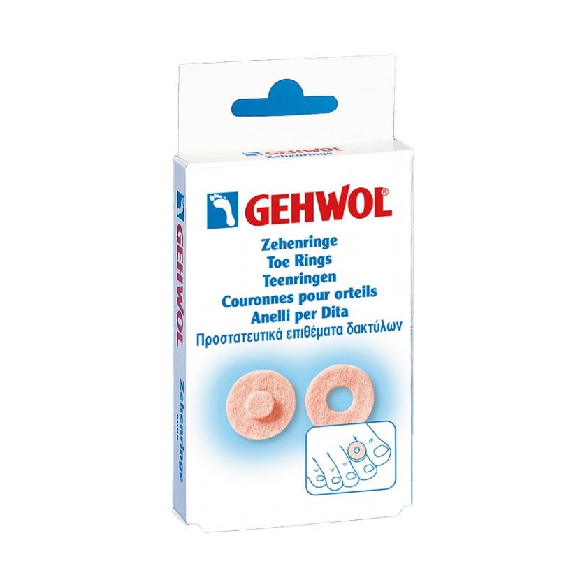 Set of 9 Gehwol Toe Ring Round Toe Caps from Pasteur Pharmacy, comfortable toe protection for bunions and toe discomfort.
