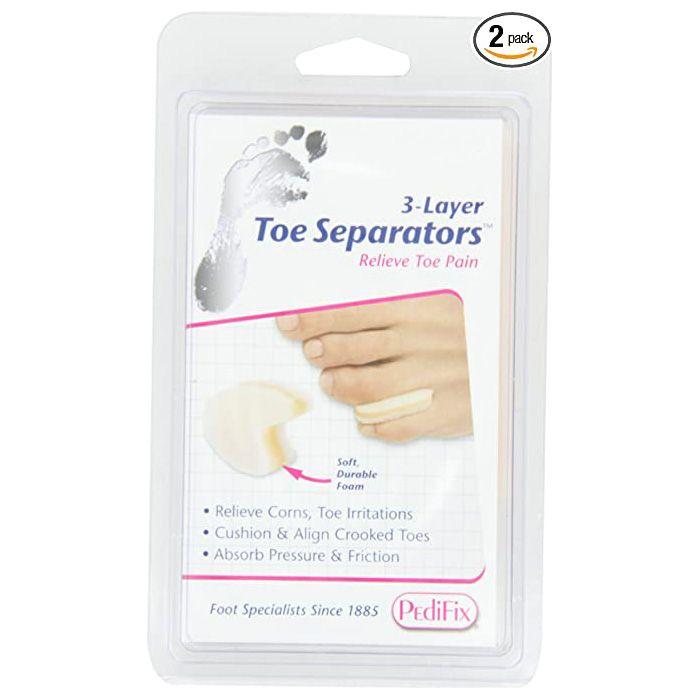 PediFix 3-Layer Toe Separators from Pasteur Pharmacy, set of 6, soft gel cushions for toe spacing and comfort.