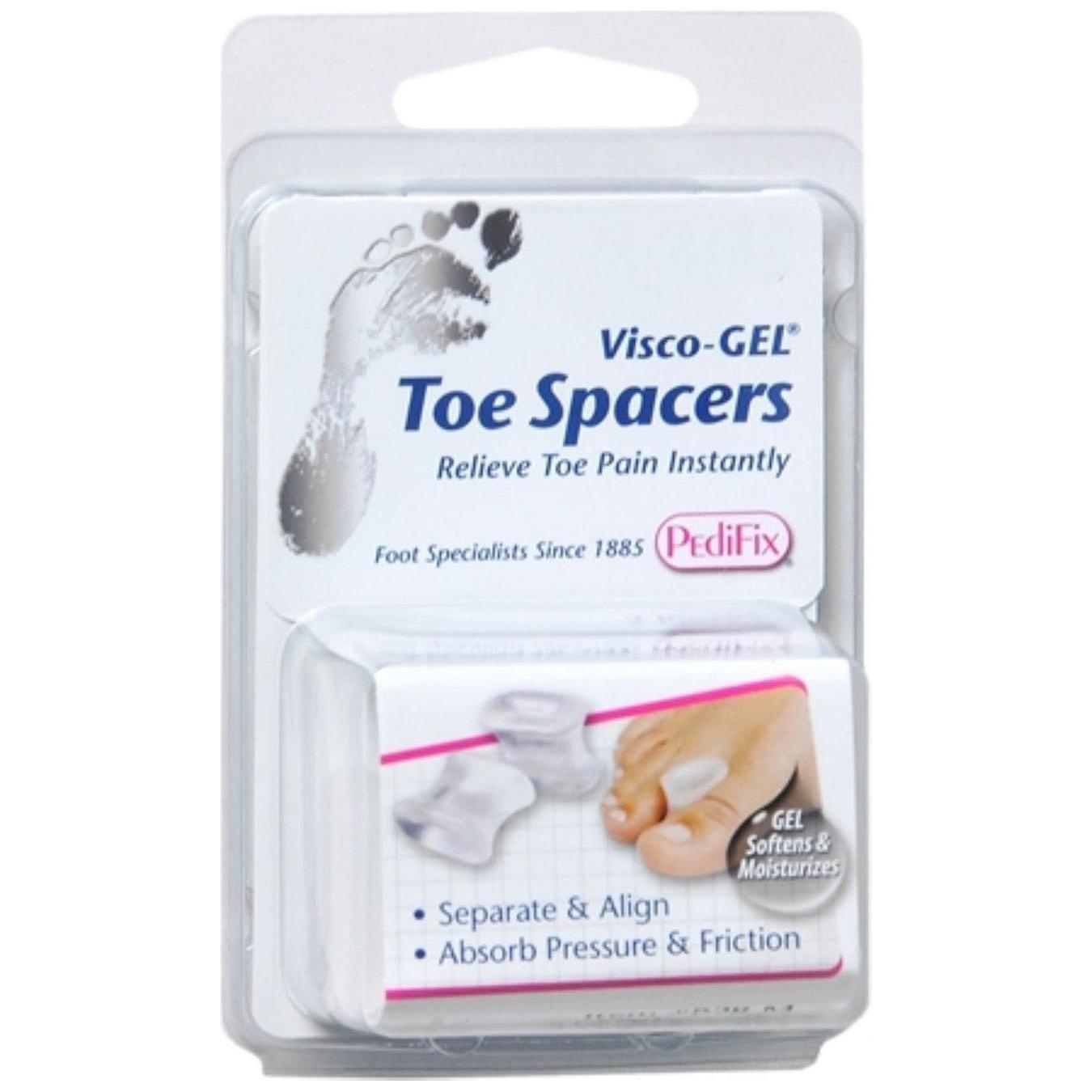 PediFix Visco-Gel Toe Separators, 4-pack, soft gel toe spacers for comfort and alignment, by Pasteur Pharmacy.