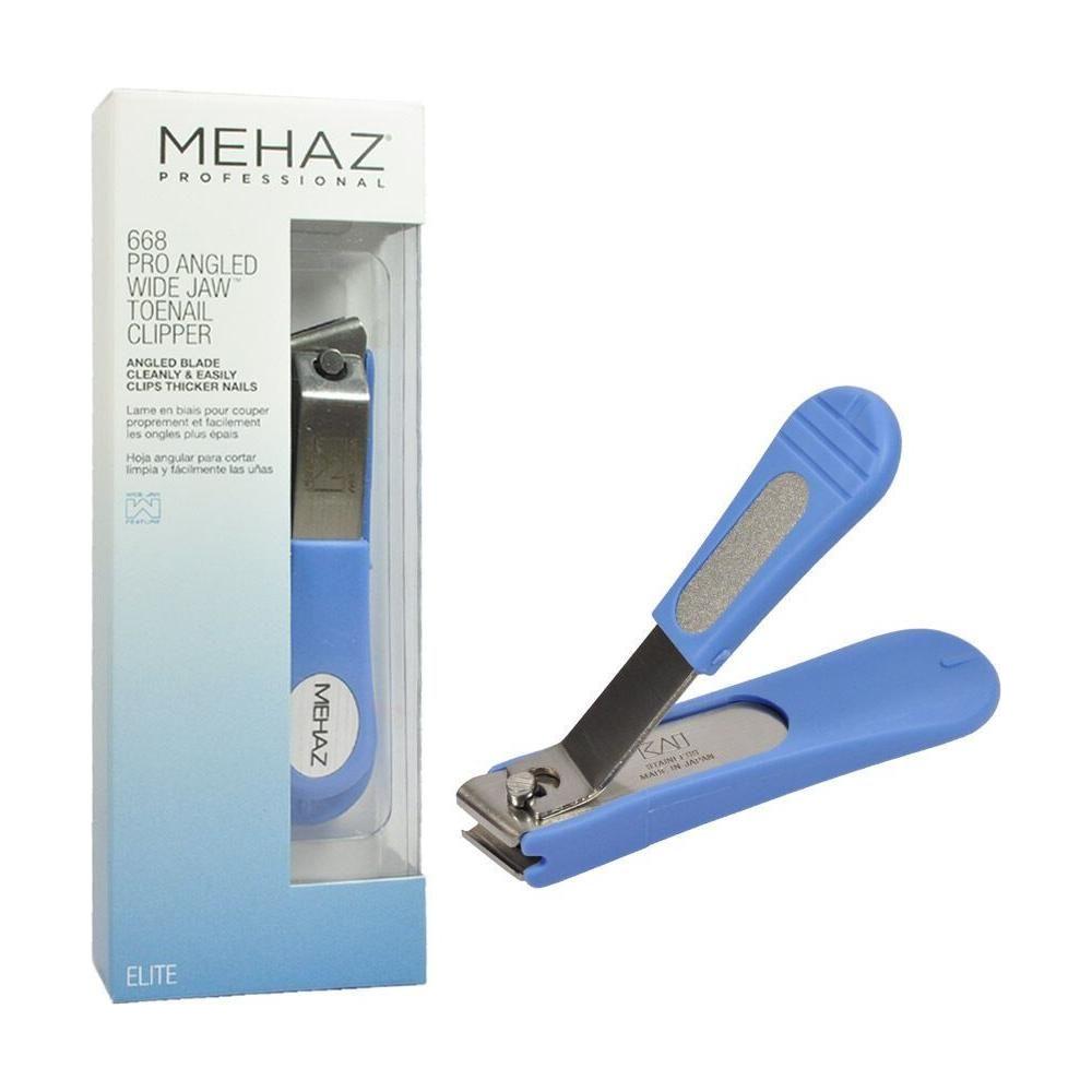 Mehaz wide jaw angled toenail clipper by Pasteur Pharmacy, stainless steel nail cutter for precise toenail trimming.