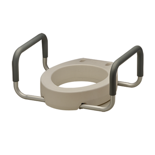 Nova Toilet Seat Riser with arms, designed for comfort, from Pasteur Pharmacy, fits standard toilets with supportive armrests.