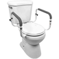Carex Health Brands toilet support rail installed on toilet for stability and assistance.