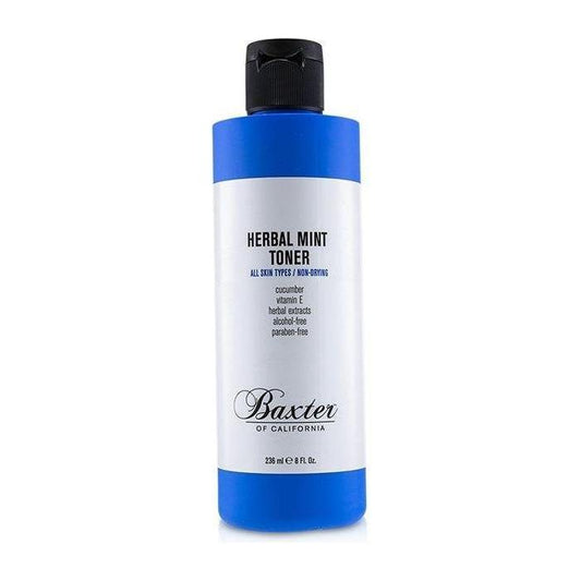 Baxter of California Herbal Mint Toner 8 oz bottle with herbal mint ingredients and clear label, suitable for skincare.
