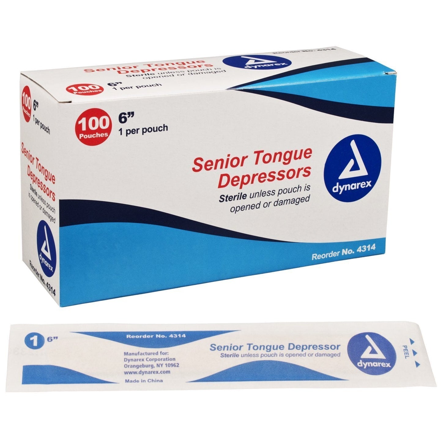 Senior tongue depressors from Pasteur Pharmacy, 100 6N sterile wooden tongue depressors for medical use.