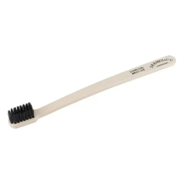 D.R. Harris & Co Precision charcoal bristle toothbrush with black handle and natural bristles for effective dental cleaning