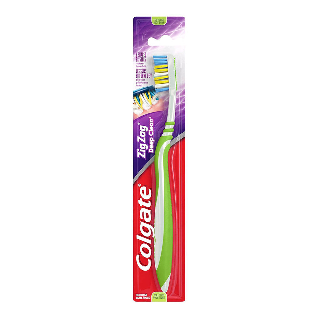 Colgate Wave Zig Zag Deep Clean medium toothbrush with full head, designed for thorough oral hygiene, by Pasteur Pharmacy.