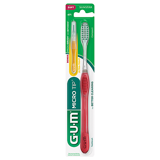 GUM Micro Tip Soft Compact Toothbrush by Pasteur Pharmacy with small head and soft bristles for gentle cleaning