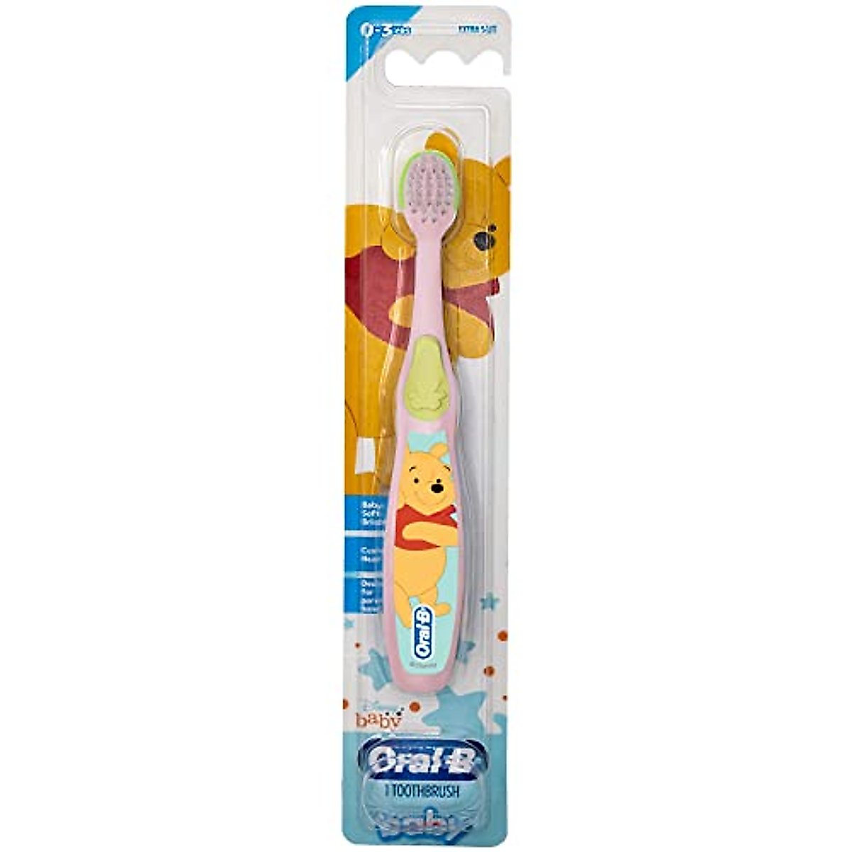 Oral-B Disney Baby Toothbrush with extra soft bristles for ages 0-3, gentle on baby’s gums, designed for infants.