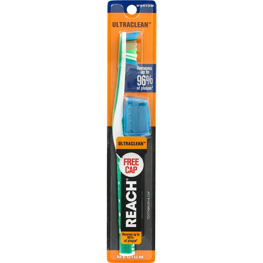 Medium Reach Ultra Clean Toothbrush by Pasteur Pharmacy with soft bristles for effective oral cleaning.