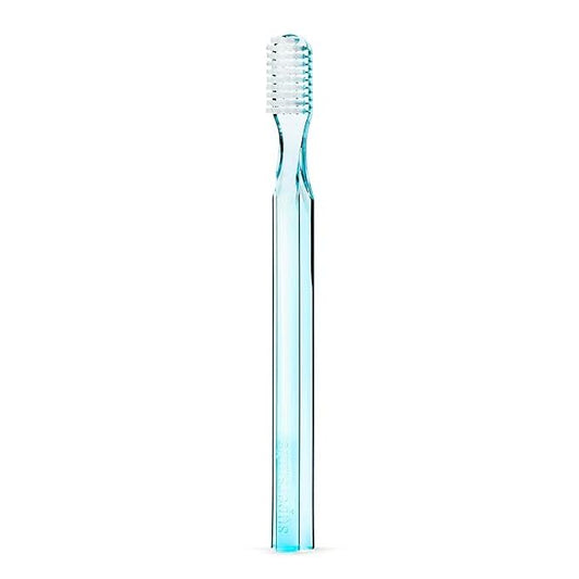 Supersmile New Generation Blue Toothbrush with patented 45° angle soft bristles, designed for gentle, effective cleaning.