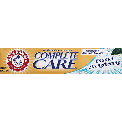 Arm & Hammer Complete Care Fresh Mint toothpaste by Pasteur Pharmacy, featuring enamel strengthening and fresh mint flavor.