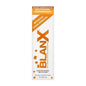 Blanx Non-Abrasive Stain Removal Toothpaste in 75ml tube, white toothpaste with blue accents, designed for gentle stain removal.