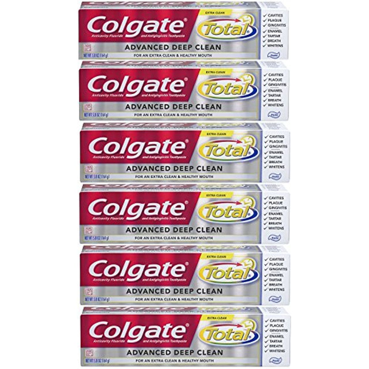 Colgate Total Advanced Deep Clean Anticavity Fluoride and Antigingivitis Toothpaste in a tube, designed for oral health and fresh breath.