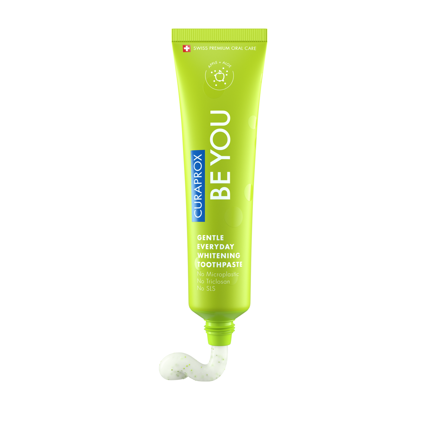 Curaprox Be You Apple + Aloe gentle whitening toothpaste in 60ml tube, natural ingredients for daily oral care