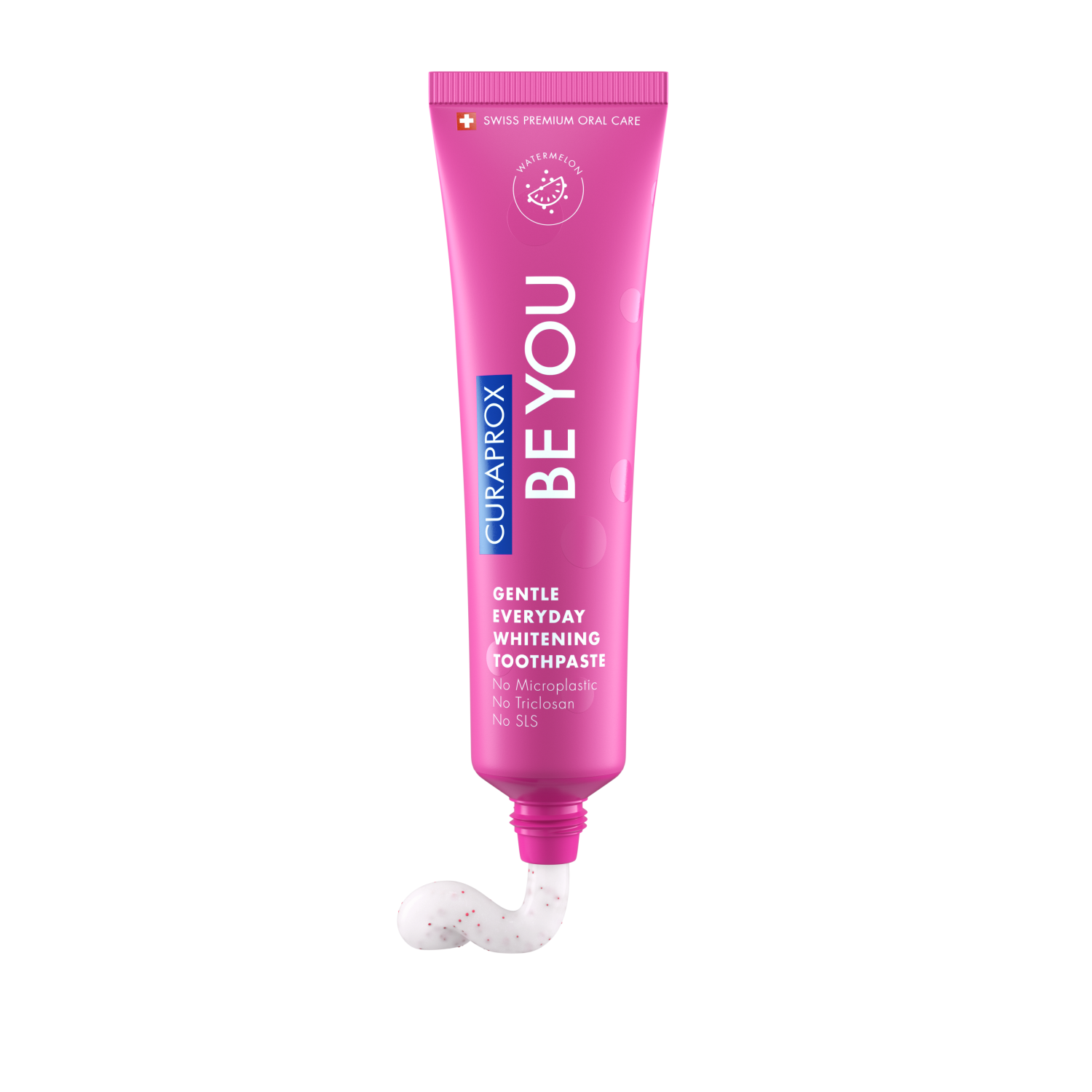 Curaprox Be You Watermelon Whitening Toothpaste 60ml tube, featuring watermelon flavor and designed for brightening teeth.