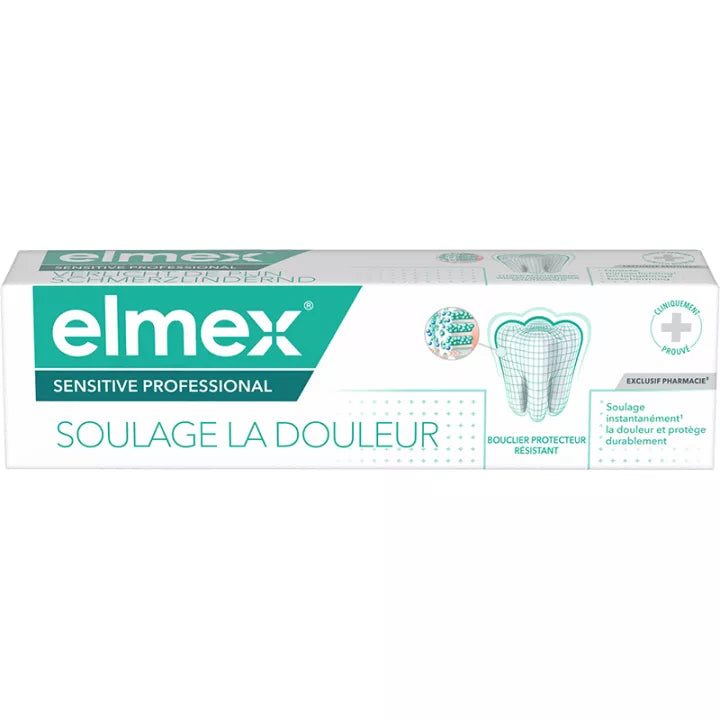 Elmex Sensitive Professional gentle whitening toothpaste in 75 ml tube, designed for sensitive teeth and oral care.