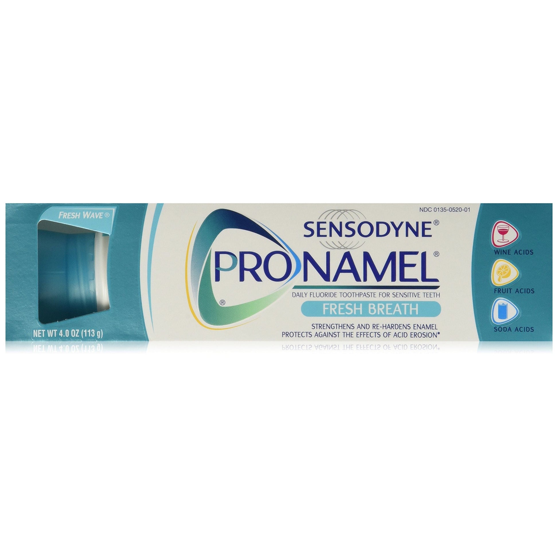 Sensodyne Pronamel Fresh Breath enamel toothpaste by Pasteur Pharmacy, 4 oz, with fresh wave flavor and sensitivity relief.