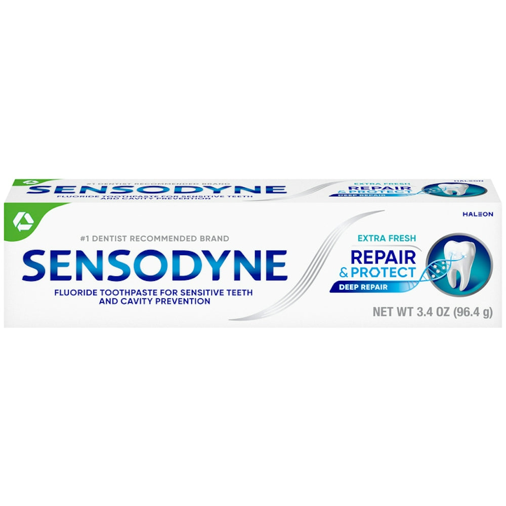 Sensodyne Repair & Protect Extra Fresh fluoride toothpaste for sensitive teeth in 3.4 oz tube, by Pasteur Pharmacy