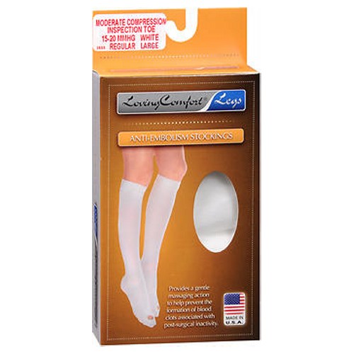 Open-toe large Loving Comfort Anti-Embolism Stockings from Pasteur Pharmacy, designed for medical compression therapy.