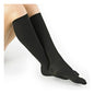 Pair of Loving Comfort black microfiber knee-high closed toe women’s tights in small size, shown laid flat.