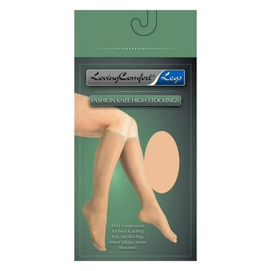 Black Scott Specialties Loving Comfort knee-high compression hose in large size, designed for improved leg support and circulation.