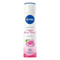 Nivea Fresh Rose Touch Antiperspirant Spray in 150ml bottle, displayed on a touch table computer, with floral rose design.