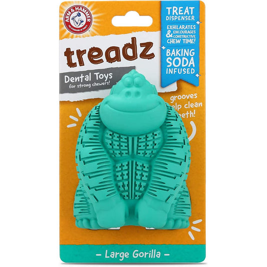 Arm & Hammer Gorilla Treadz dental toy for large dogs, durable rubber chew toy with textured surface for dental health.