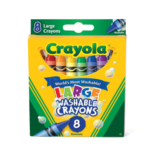 Crayola Ultra-Clean Washable Crayons, large box with 8 vibrant colors, ideal for kids’ drawing and coloring activities.