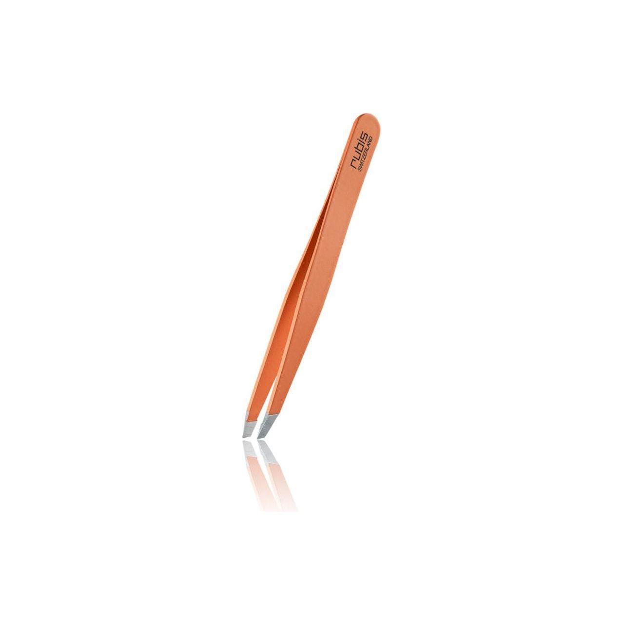 Rubis Switzerland slant tweezer with precision tips, designed for eyebrow grooming and detailed tweezing.