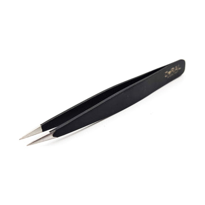 Black Dural Pointed Tweezers from Pasteur Pharmacy, precision stainless steel tweezer for delicate hair and splinter removal.